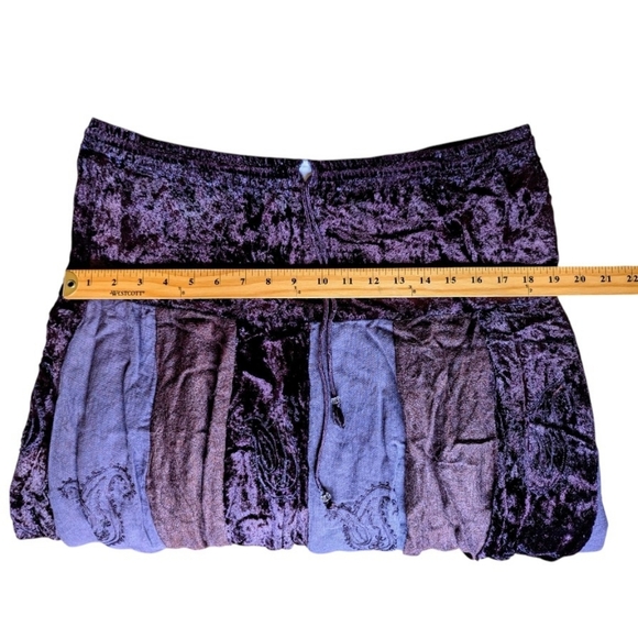 Vtg Boho Velvet Skirt Gypsy Cosplay Raaga Patchwork Embroidered OS Purple Brown - Picture 12 of 14